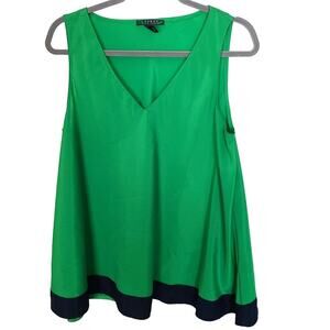 Lauren Ralph Lauren Womens Kelly Green V-Neck Blouse Size 8 Preppy Layering
